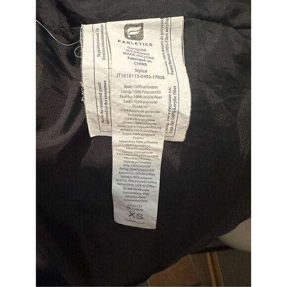 Fabletics Waco Confetti Print Puffer Winter Coat Jacket Black Grey Womens XS - Picture 10 of 13